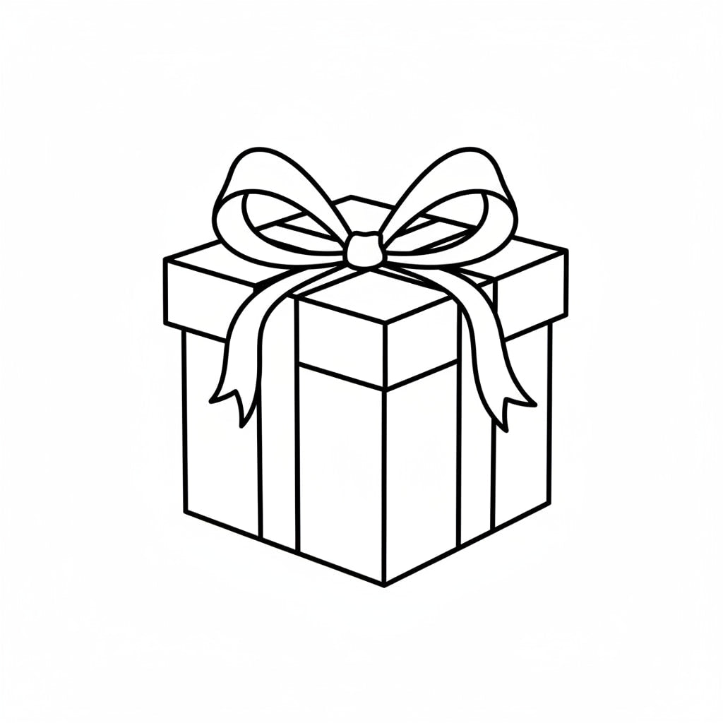 MAROVA JEWELS packed with care icon, minimalist line art gift box with ribbon bow, representing every order prepared with meticulous attention to detail